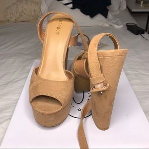 Tan Platform 4” Bamboo Heels